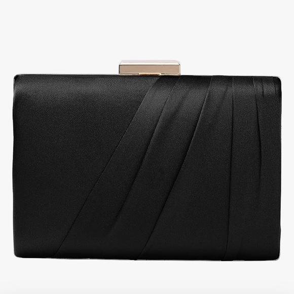 Black Satin Evening Clutch - Picture 1 of 11